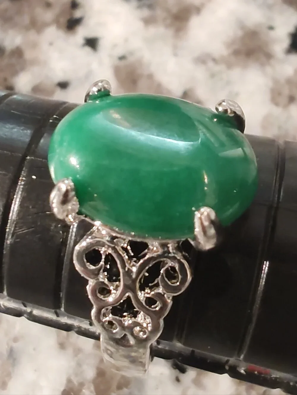 Nephrite Jade Set In Stainless Steel Size 11 - Picture 5 of 9